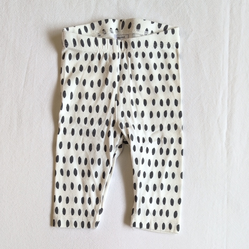 pekkle dotted white cotton stretch leggings 3 months baby girl